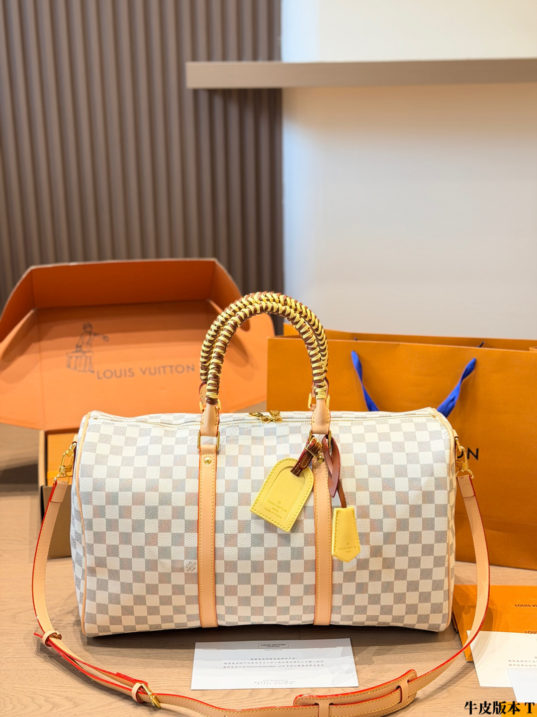 LV Keepall Pillow Bag Cowhide Leather Adjustable Strap